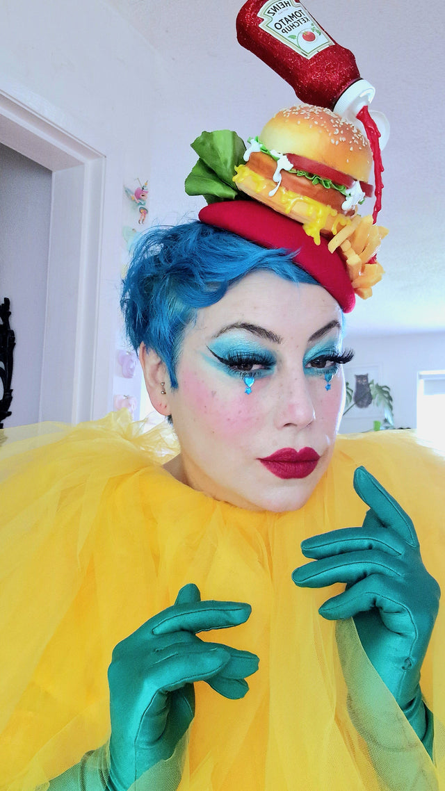 "Royale with Cheese" Burger & Chips Food Fascinator Hat Headdress