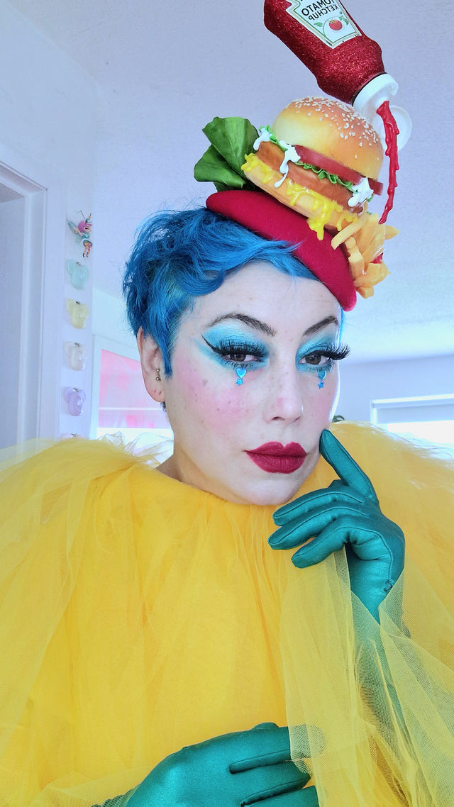 "Royale with Cheese" Burger & Chips Food Fascinator Hat Headdress
