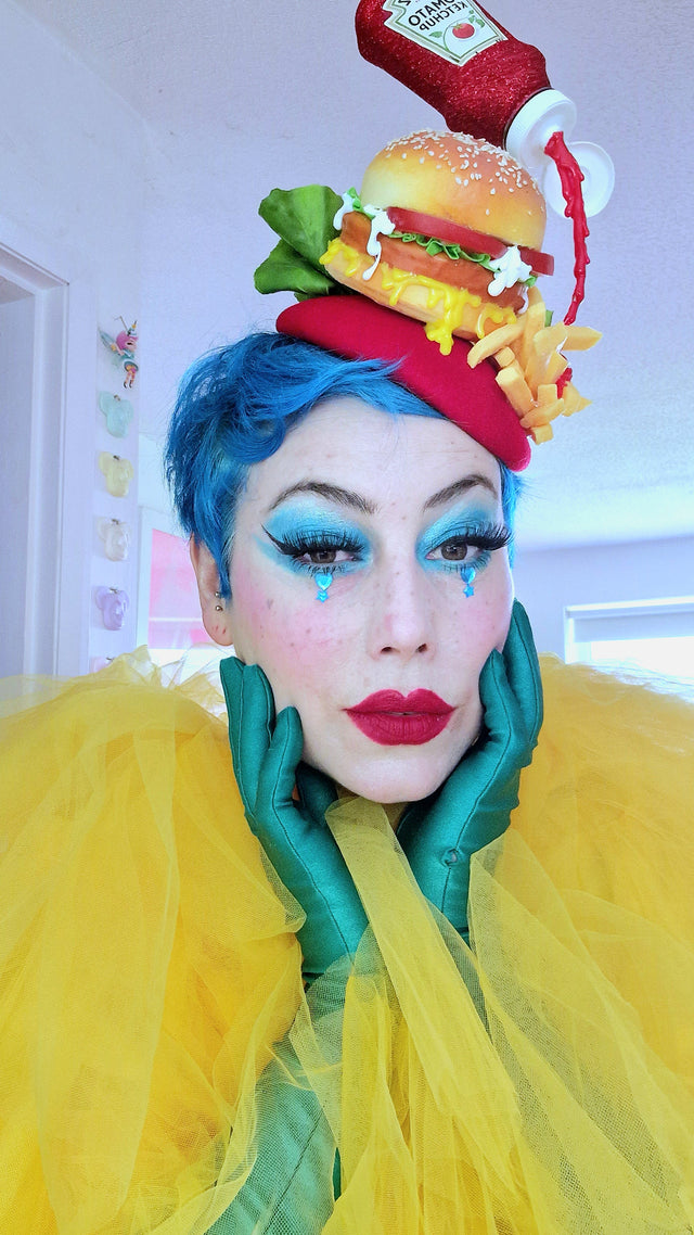 "Royale with Cheese" Burger & Chips Food Fascinator Hat Headdress