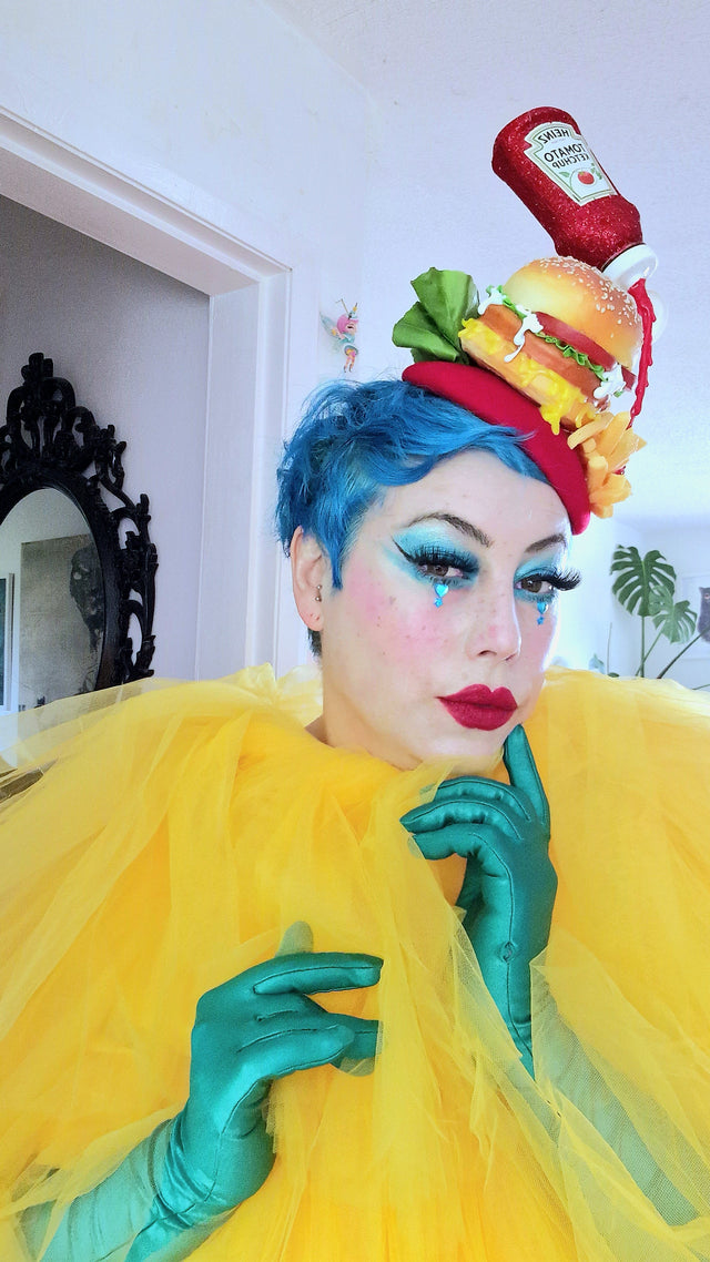 "Royale with Cheese" Burger & Chips Food Fascinator Hat Headdress