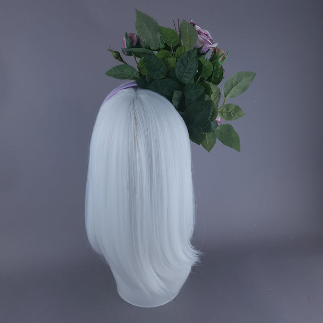 "Oria" Light Purple Roses & Butterfly Flower Crown