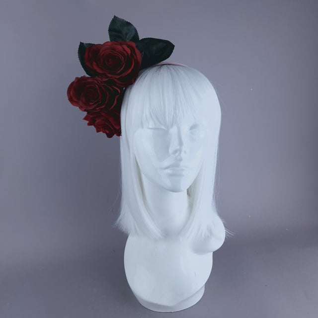 "Annora" Red Rose Pink Headband Flower Headdress