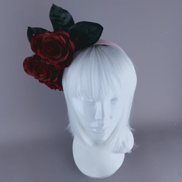 "Annora" Red Rose Pink Headband Flower Headdress