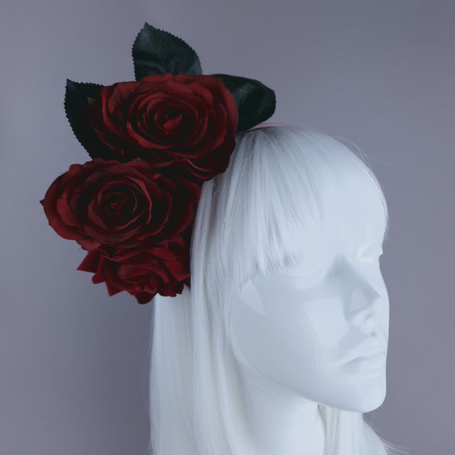 "Annora" Red Rose Pink Headband Flower Headdress