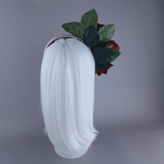 "Annora" Red Rose Pink Headband Flower Headdress