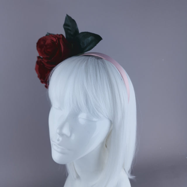 "Annora" Red Rose Pink Headband Flower Headdress
