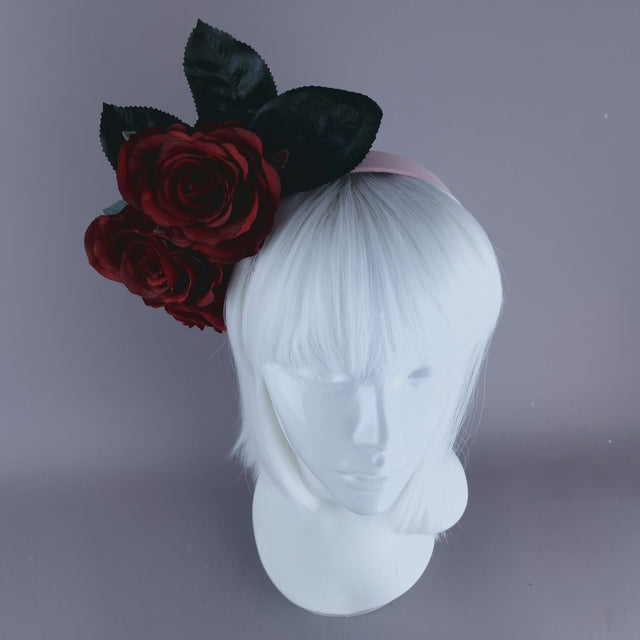 "Annora" Red Rose Pink Headband Flower Headdress