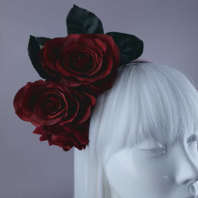"Annora" Red Rose Pink Headband Flower Headdress