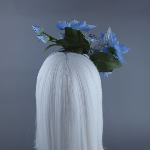 "Musette" Hummingbird Blue Flowers Flower Crown