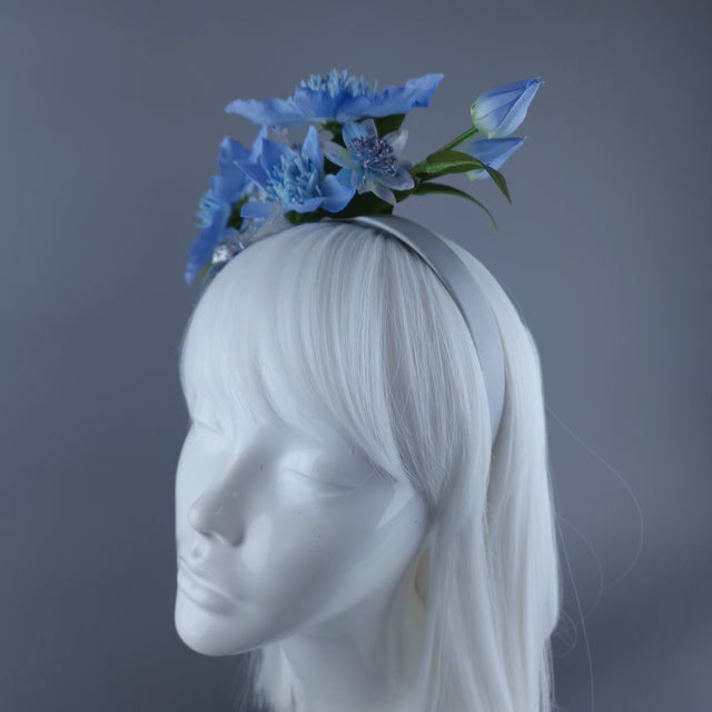 "Musette" Hummingbird Blue Flowers Flower Crown