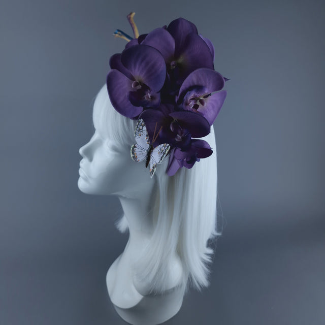 "Dino Love" Dinosaur, Pearls & Purple Orchid Headdress