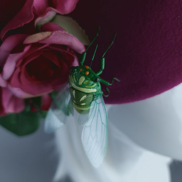 "Lyra" Pink Rose, Butterfly & Insect Flower Fascinator Hat