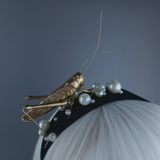 "Delight" Gold & Pearl Grasshopper Headband