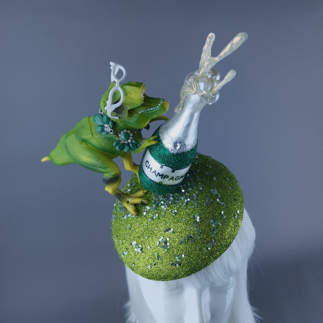 "Tipsy Bubbles" Dinosaur Champagne Fascinator Hat