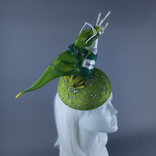 "Tipsy Bubbles" Dinosaur Champagne Fascinator Hat
