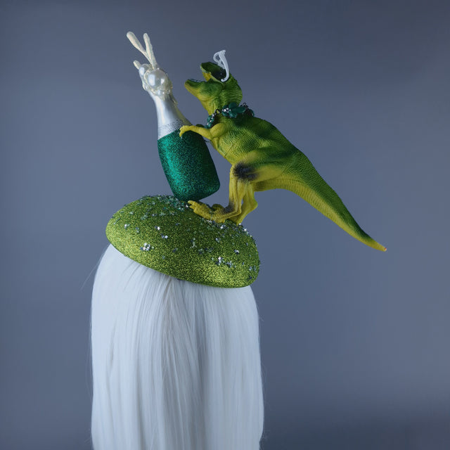 "Tipsy Bubbles" Dinosaur Champagne Fascinator Hat