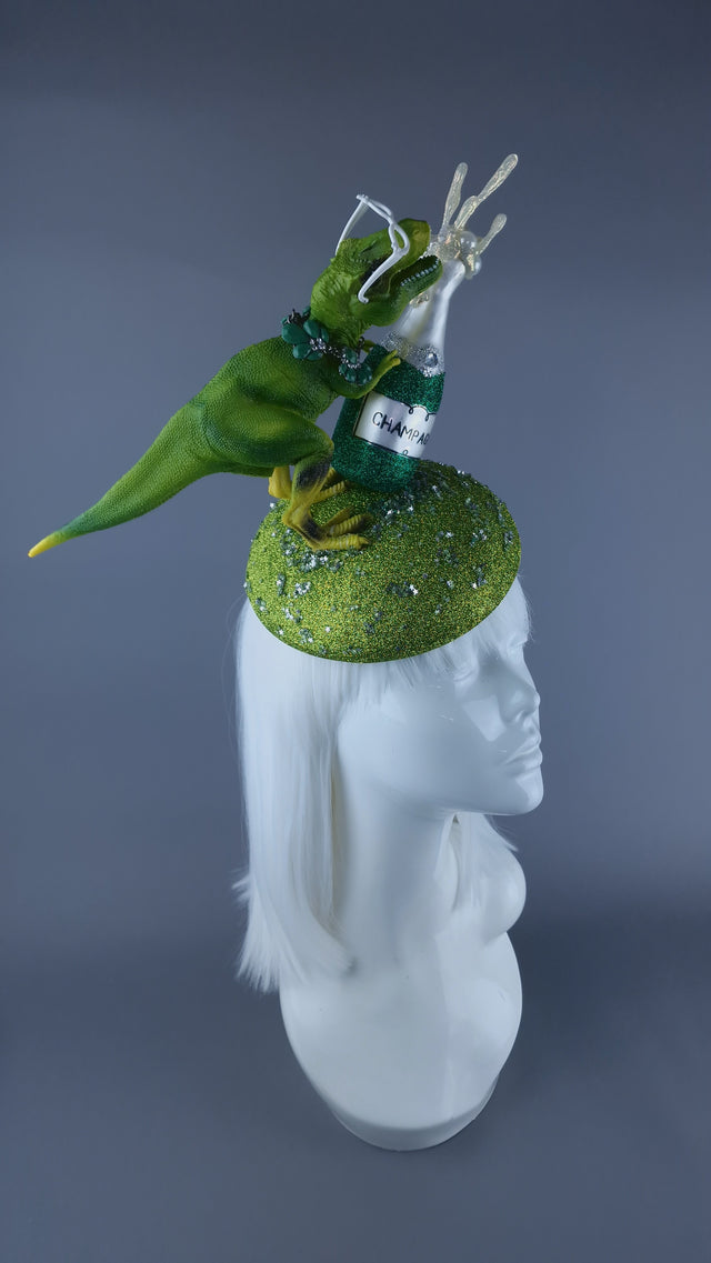 "Tipsy Bubbles" Dinosaur Champagne Fascinator Hat