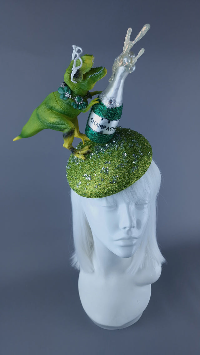 "Tipsy Bubbles" Dinosaur Champagne Fascinator Hat