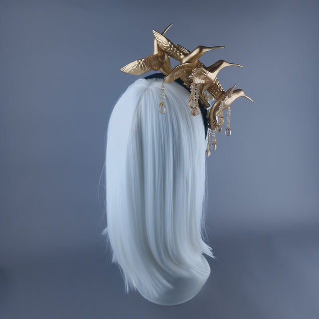 "Zarina" Gold & Pearl Hummingbird Headband