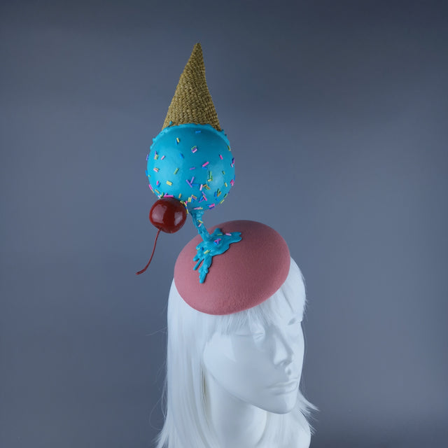 "Melt" Extra Large Ice-Cream with Cherry Fascinator Hat