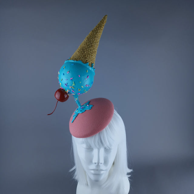 "Melt" Extra Large Ice-Cream with Cherry Fascinator Hat