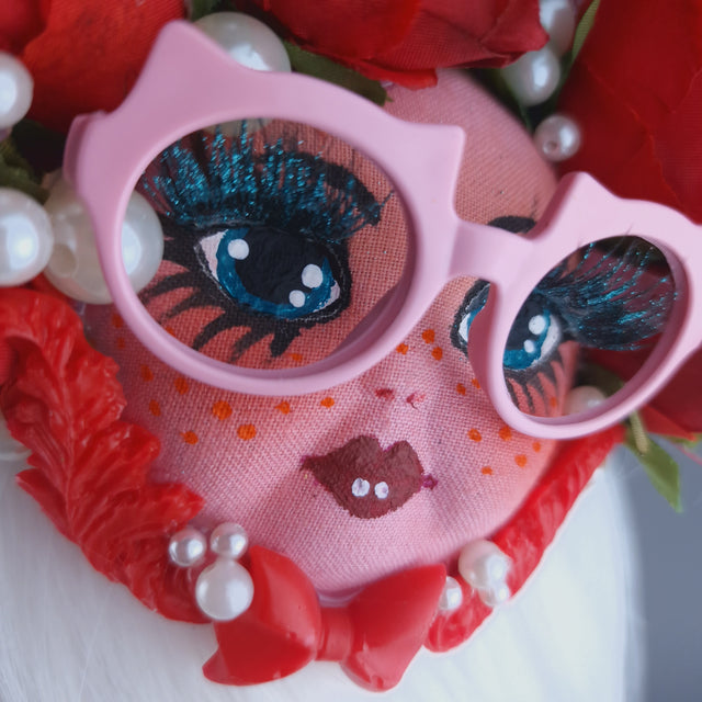 "Bloop" Red Dollface Ear Fascinator Hat