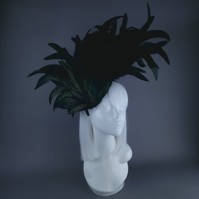"Roo" Black Feather Headdress Fascinator Hat