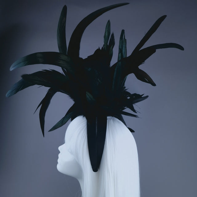 "Roo" Black Feather Headdress Fascinator Hat