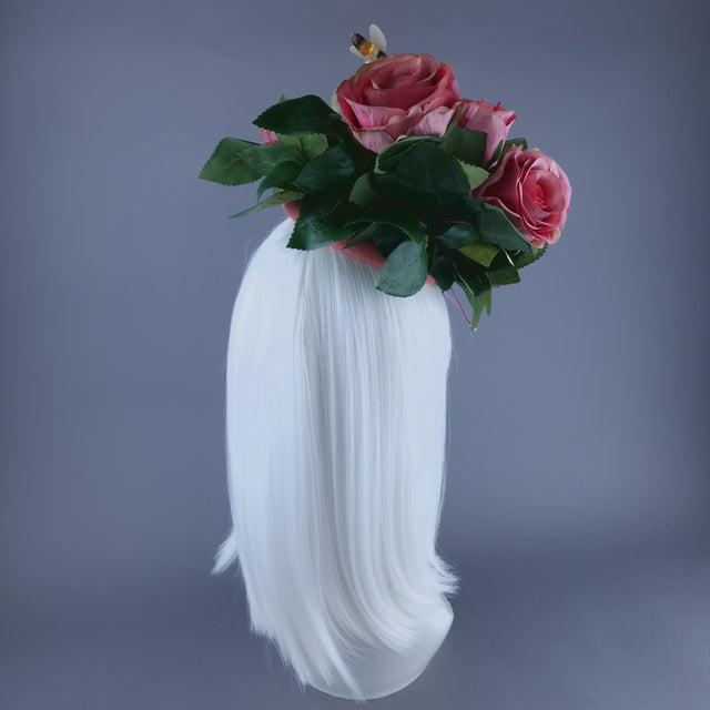 "Ayana" Pink Rose & Bees Fascinator Hat