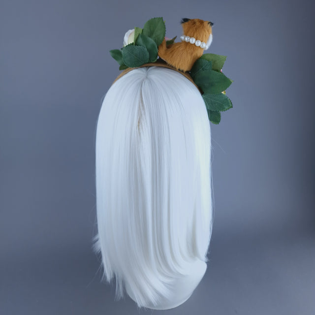 "Kit" Fox, Pearls & Pink Roses Headpiece