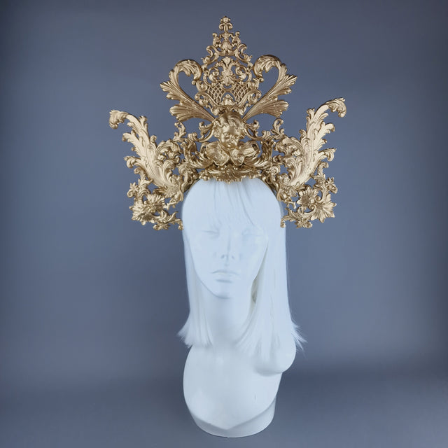 "Idol" Gold FIligree & Cherub Halo Headdress