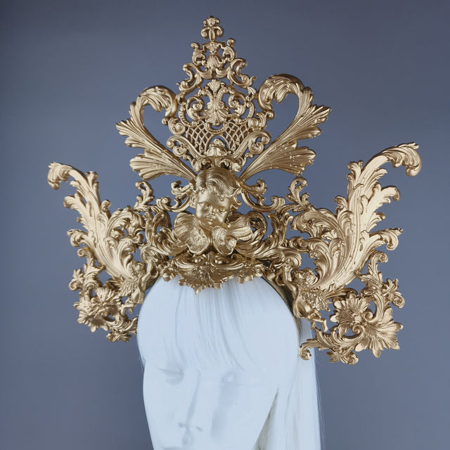 "Idol" Gold FIligree & Cherub Halo Headdress