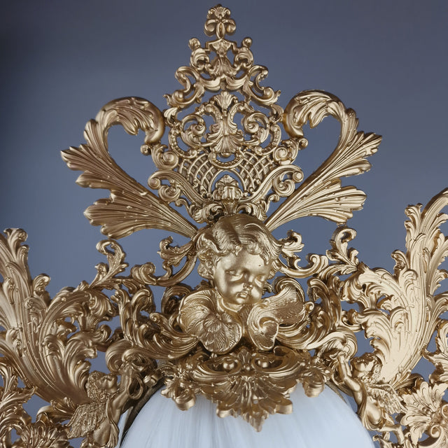 "Idol" Gold FIligree & Cherub Halo Headdress