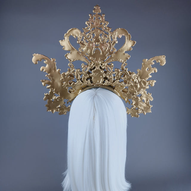 "Idol" Gold FIligree & Cherub Halo Headdress