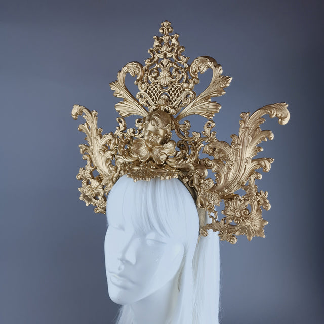 "Idol" Gold FIligree & Cherub Halo Headdress