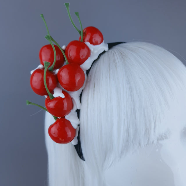 "Cheri Pie" Cherry & Cream Headband Headpiece