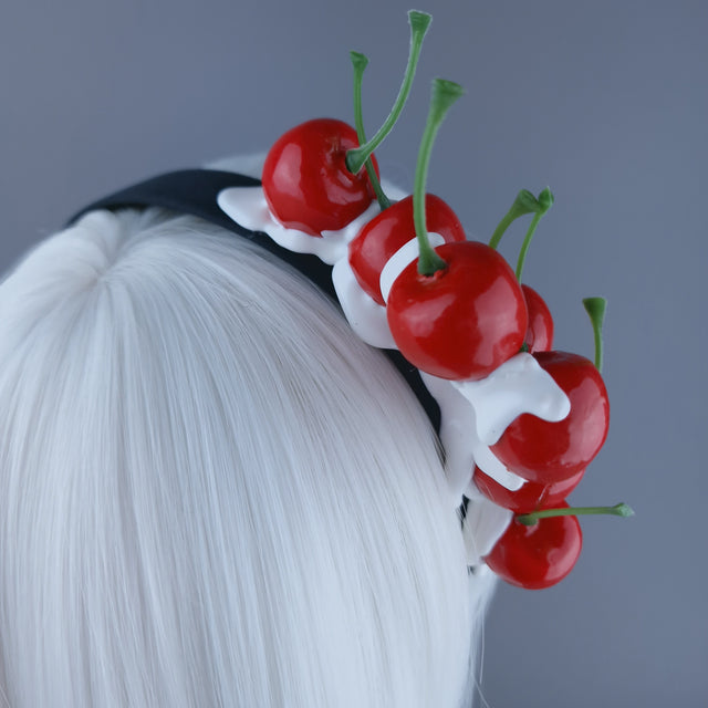 "Cheri Pie" Cherry & Cream Headband Headpiece