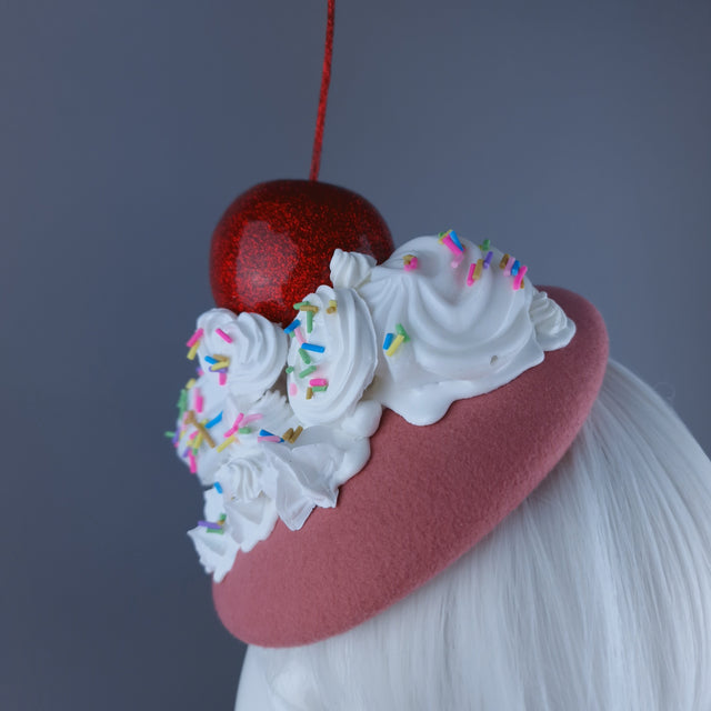 "Cherry Poppin'" Cherries & Cream Food Fascinator Hat