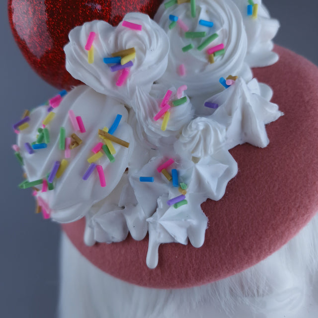 "Cherry Poppin'" Cherries & Cream Food Fascinator Hat