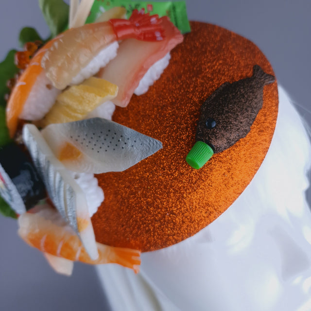 "Wasabi" Orange Sushi Food Fish Fascinator Hat