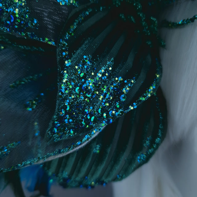 "Pirus" Teal Turquoise Flower Feather Headband Headpiece