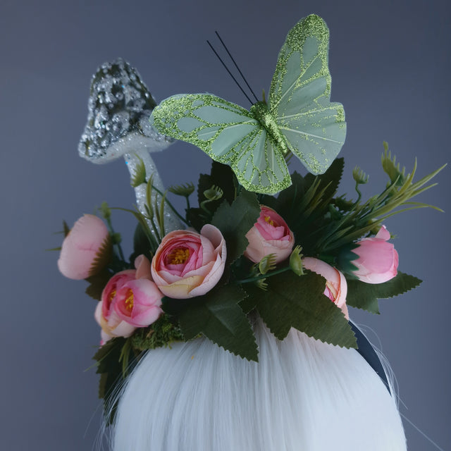 "Pixi" Mushroom, Flower & Butterfly Headband Headpiece