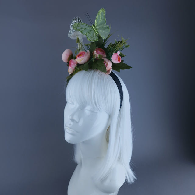 "Pixi" Mushroom, Flower & Butterfly Headband Headpiece
