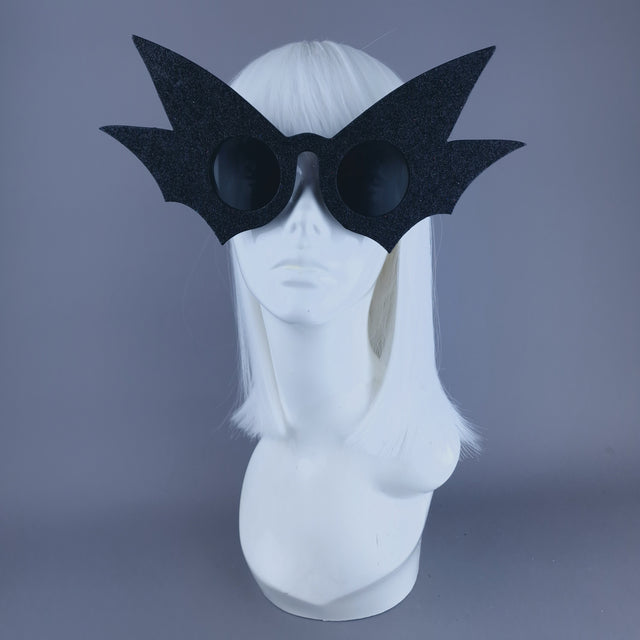 "Nerezza" Oversized Black Glitter Sunglasses