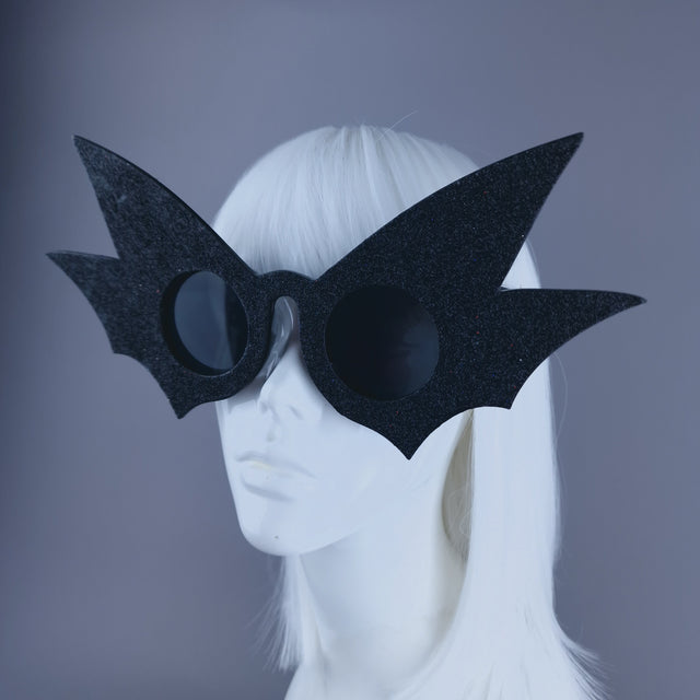 "Nerezza" Oversized Black Glitter Sunglasses