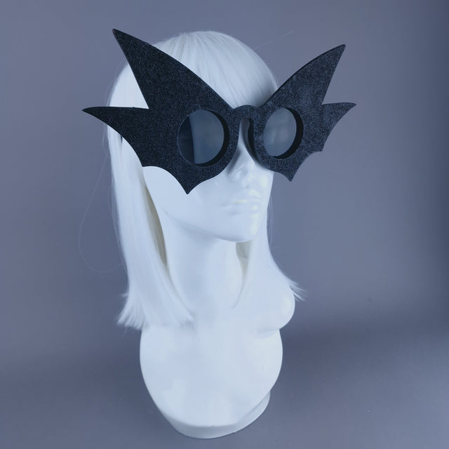 "Nerezza" Oversized Black Glitter Sunglasses