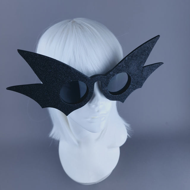 "Nerezza" Oversized Black Glitter Sunglasses