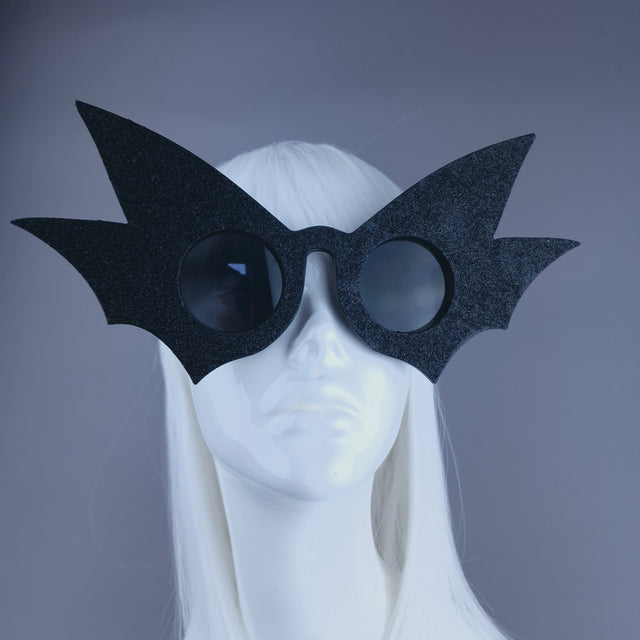 "Nerezza" Oversized Black Glitter Sunglasses
