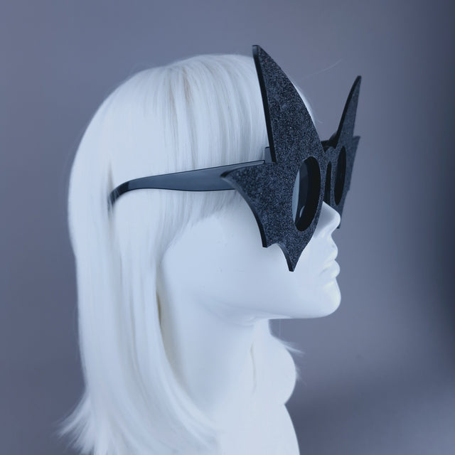 "Nerezza" Oversized Black Glitter Sunglasses