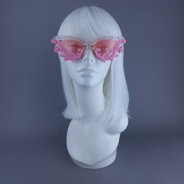 "Sabrina" Cat Eye Pink Filigree Sunglasses